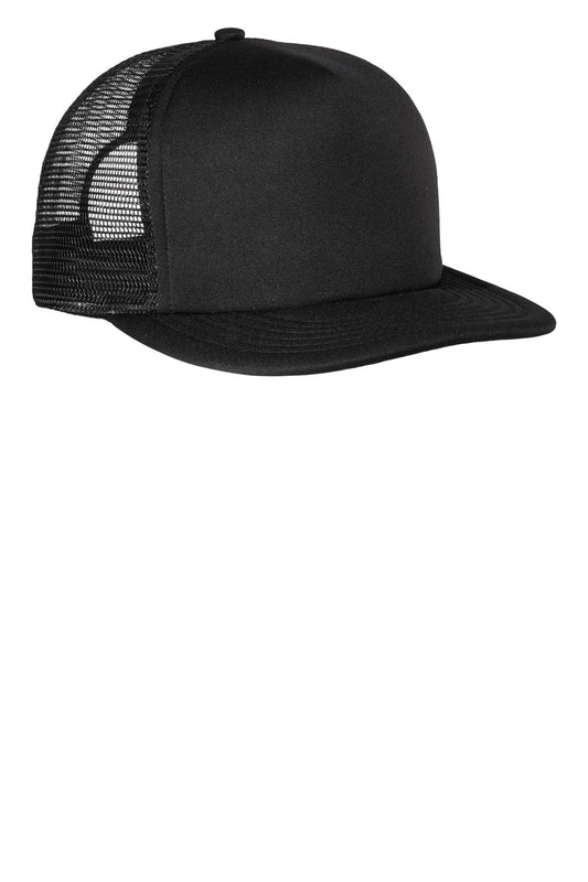 District Flat Bill Snapback Trucker Cap DT624 Black