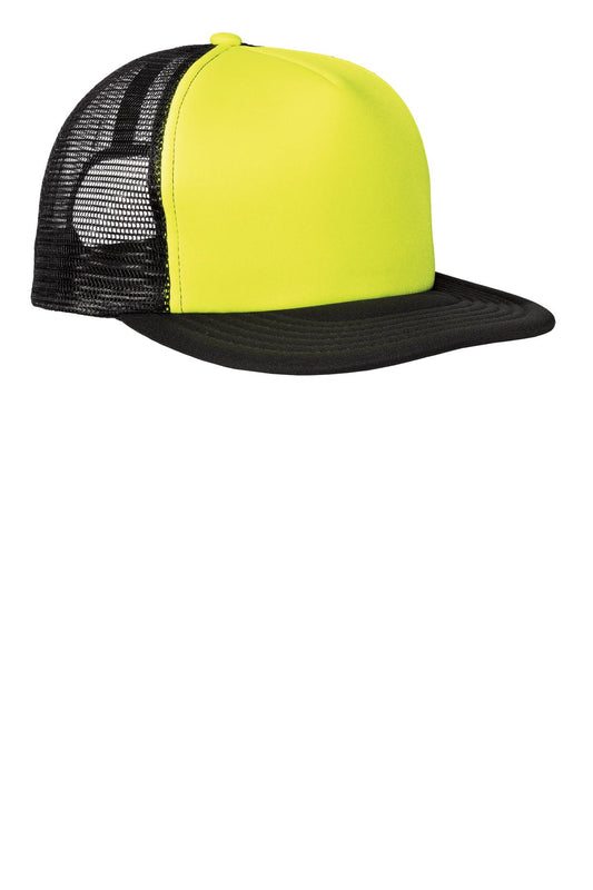 District Flat Bill Snapback Trucker Cap DT624 Neon Yellow