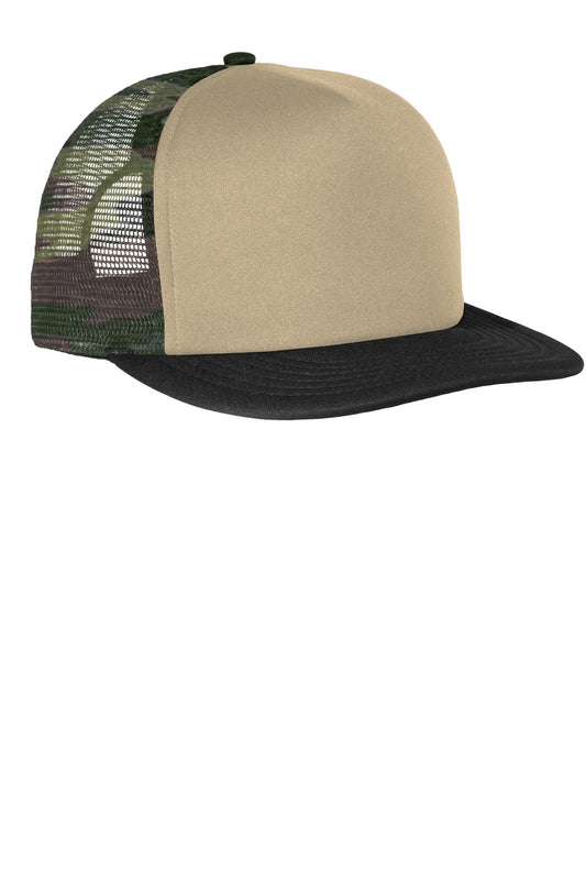 District Flat Bill Snapback Trucker Cap DT624 Military Camo