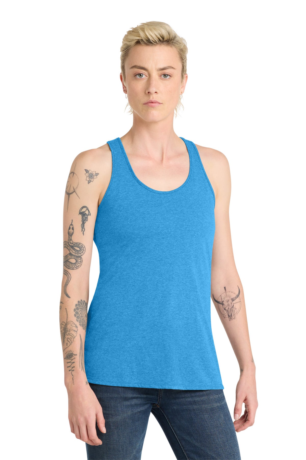 District Women's VIT Racerback Tank DT6302 Heathered Bright Turquoise