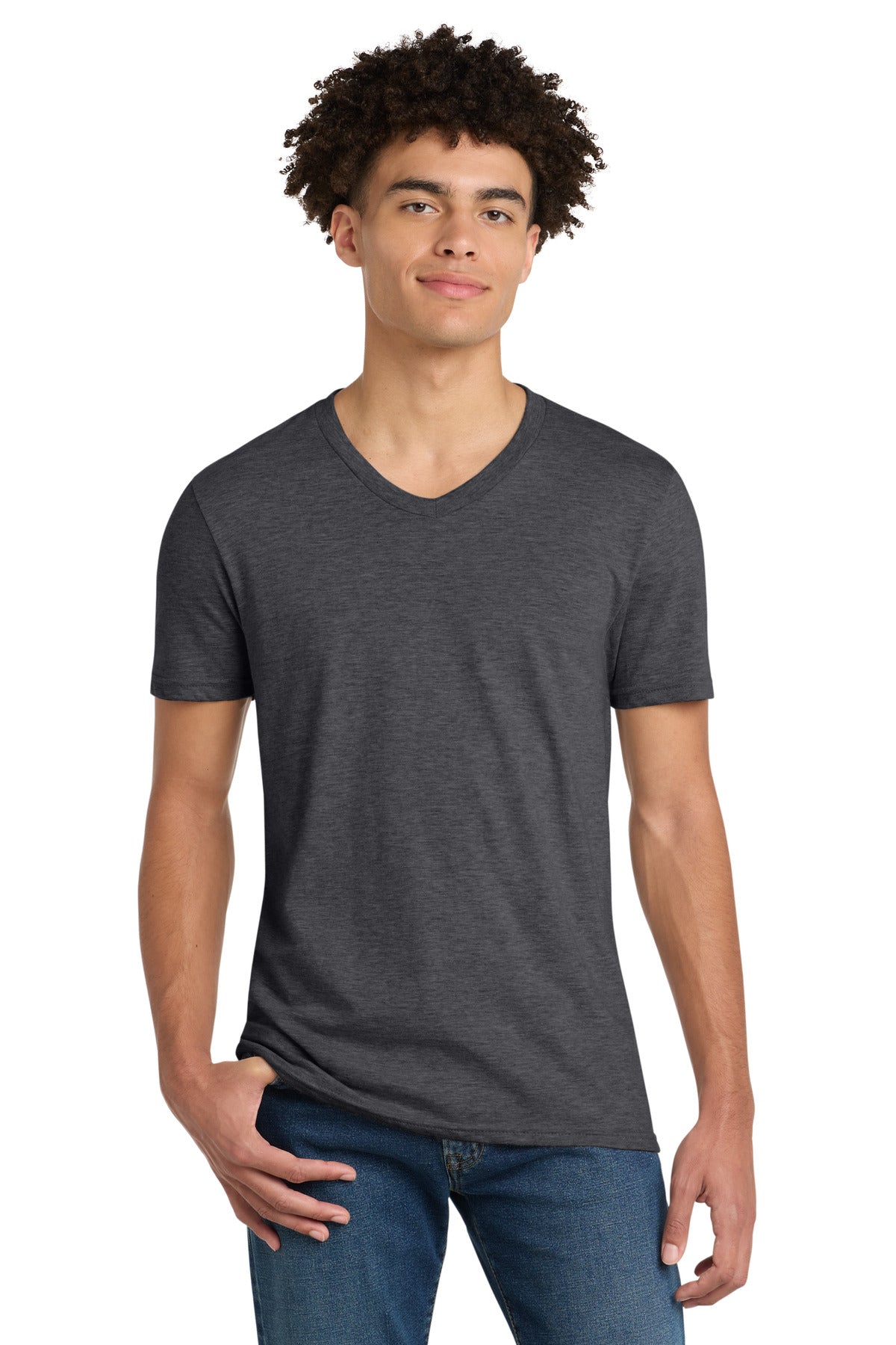 District Very Important Tee V-Neck DT6500 Heathered Charcoal