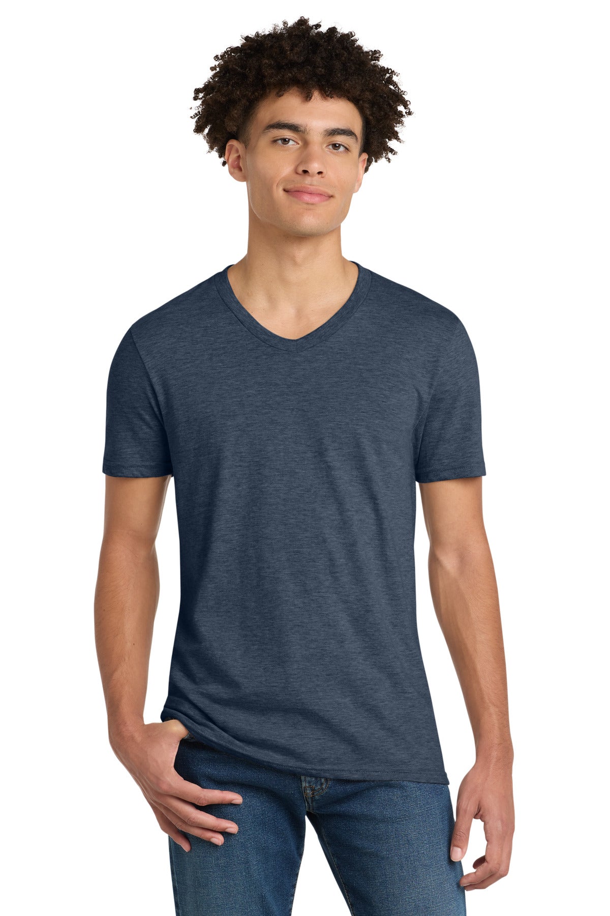 District Very Important Tee V-Neck DT6500 Heathered Navy