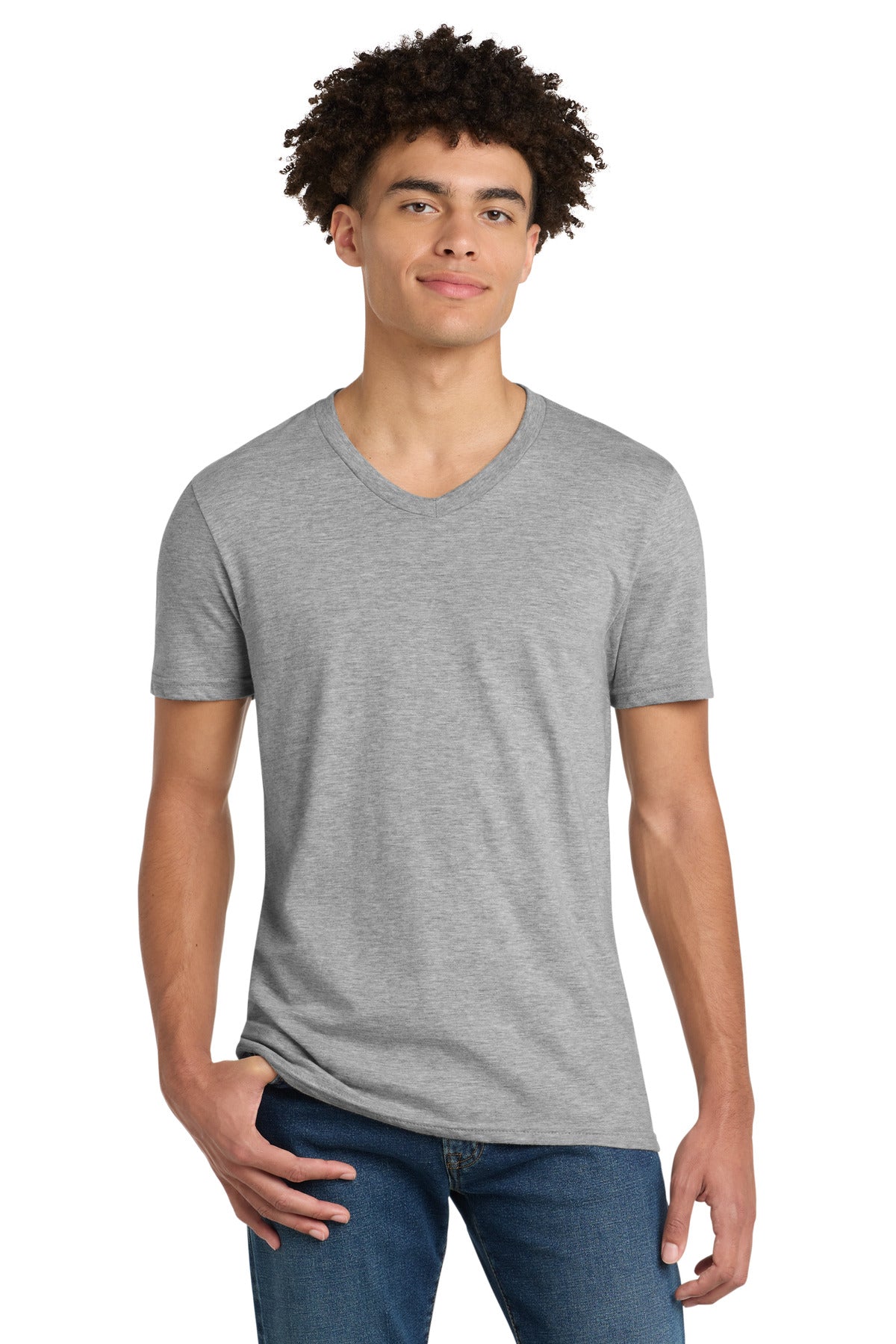 District Very Important Tee V-Neck DT6500 Light Heather Grey