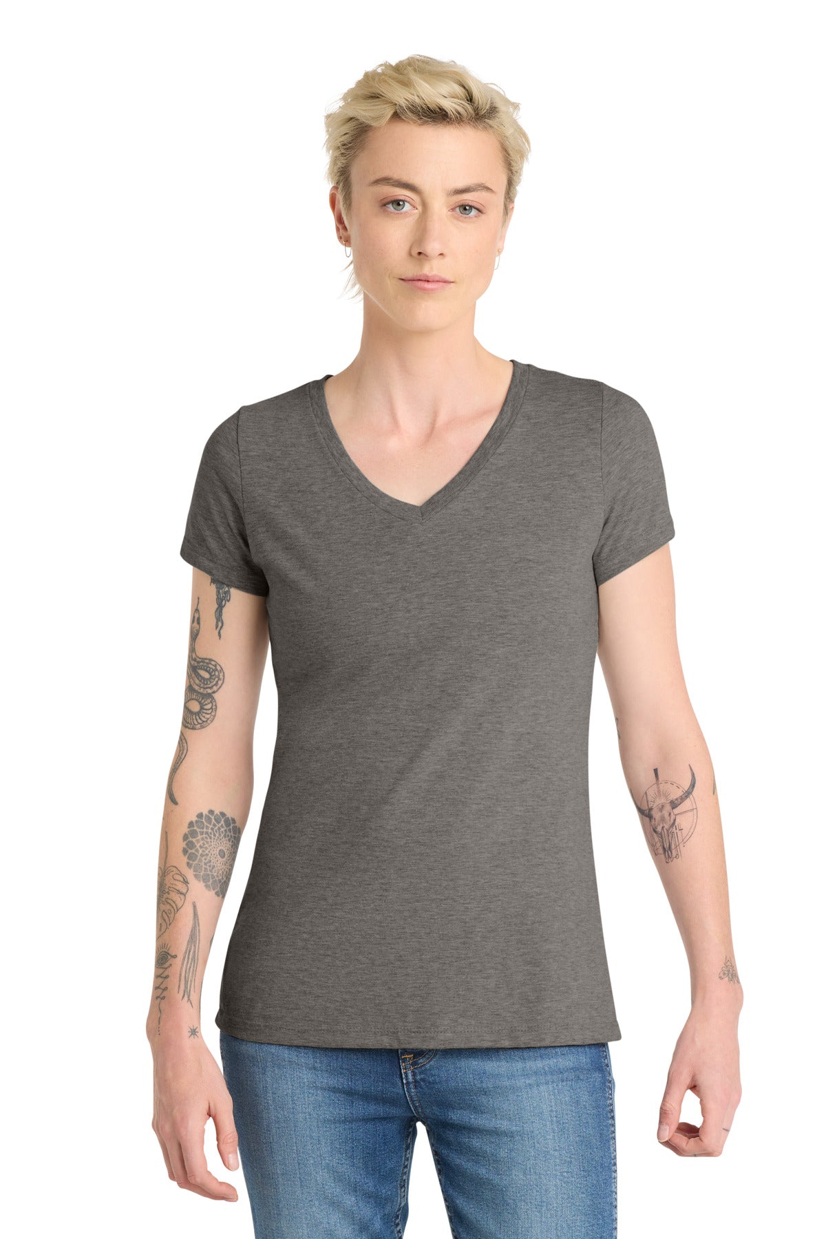 District Women's Very Important Tee V-Neck DT6503 Grey Frost