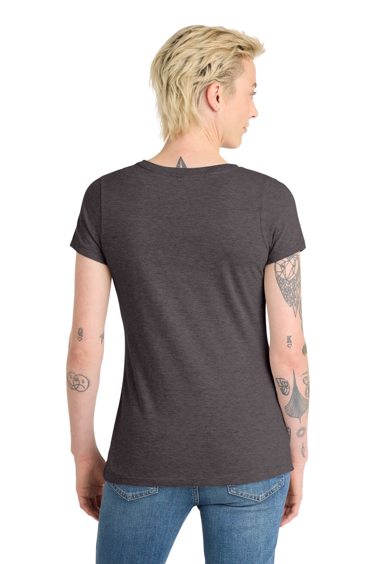 District Women's Very Important Tee V-Neck DT6503 Heathered Charcoal