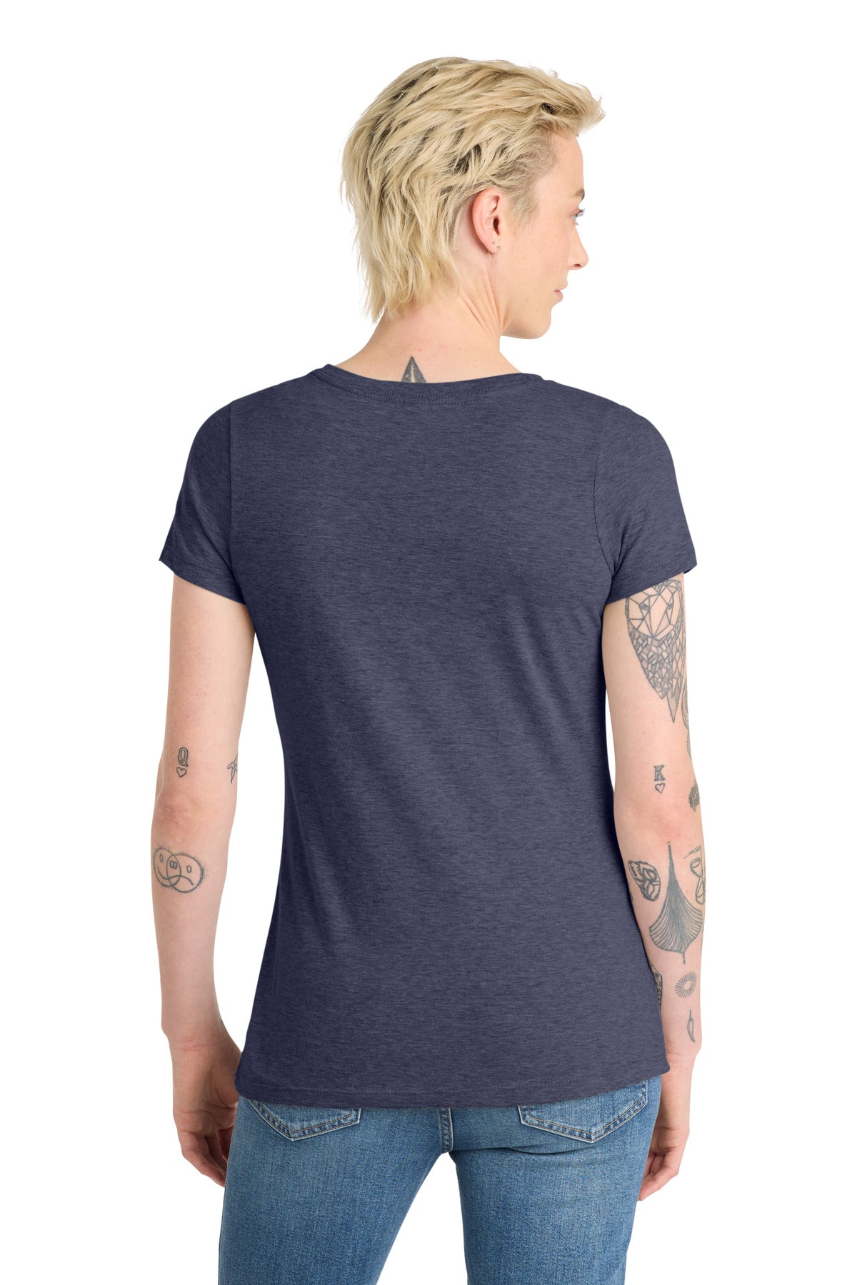 District Women's Very Important Tee V-Neck DT6503 Heathered Navy