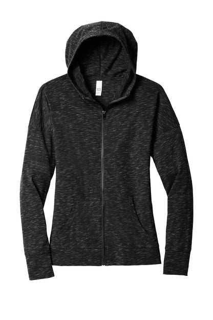 District Women's Medal Full-Zip Hoodie DT665 Black