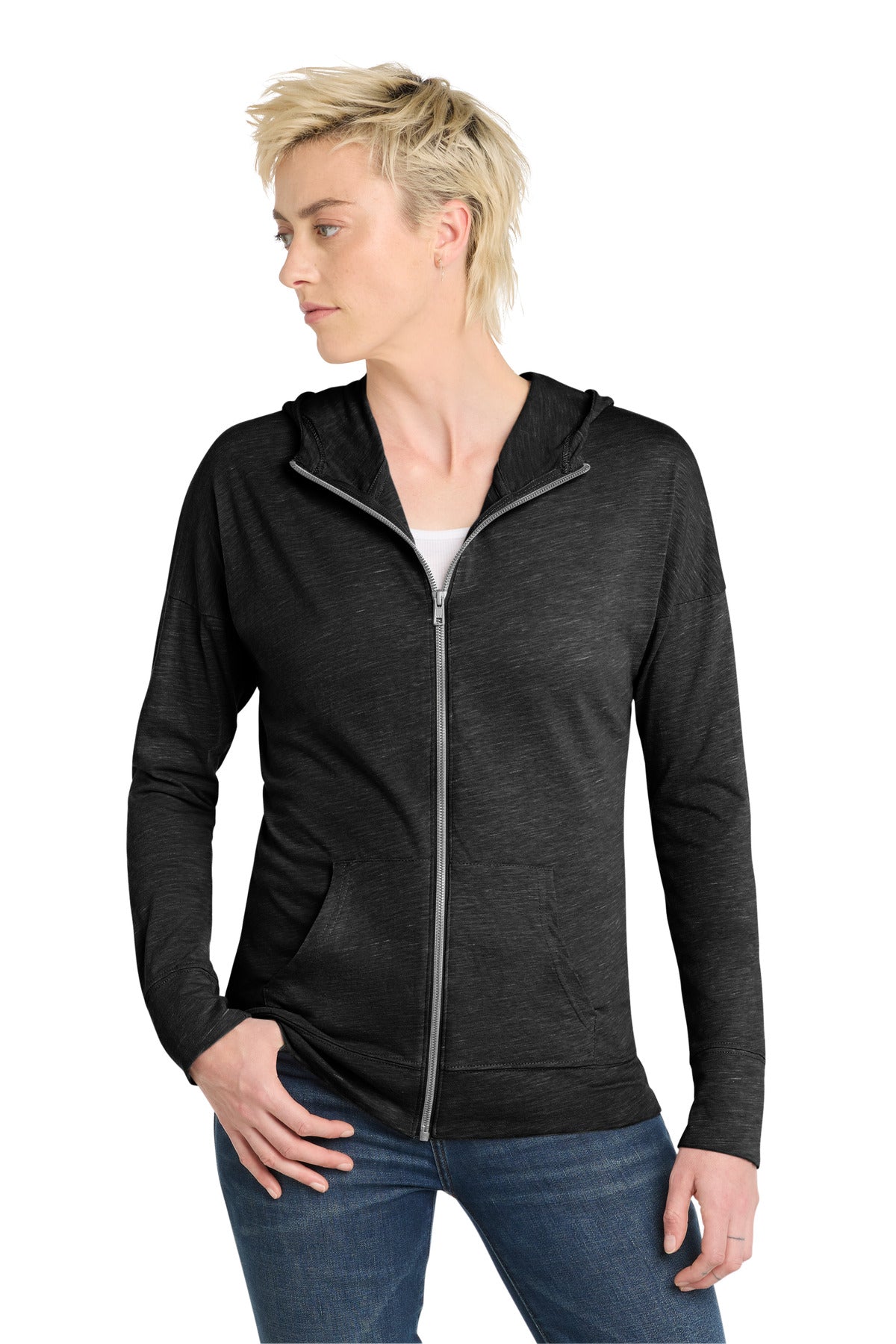 District Women's Medal Full-Zip Hoodie DT665 Black