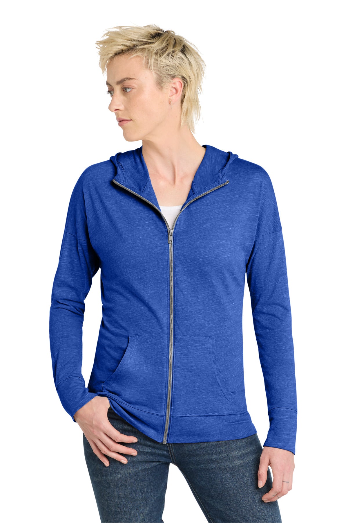 District Women's Medal Full-Zip Hoodie DT665 Deep Royal