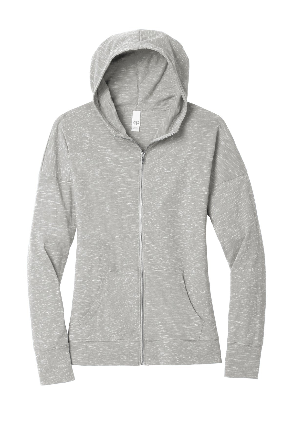 District Women's Medal Full-Zip Hoodie DT665 Light Grey