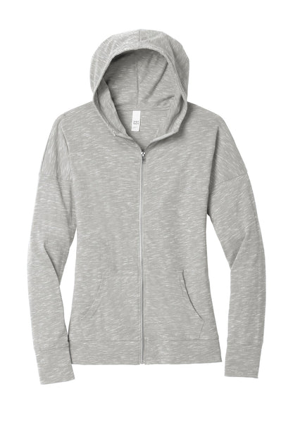 District Women's Medal Full-Zip Hoodie DT665 Light Grey