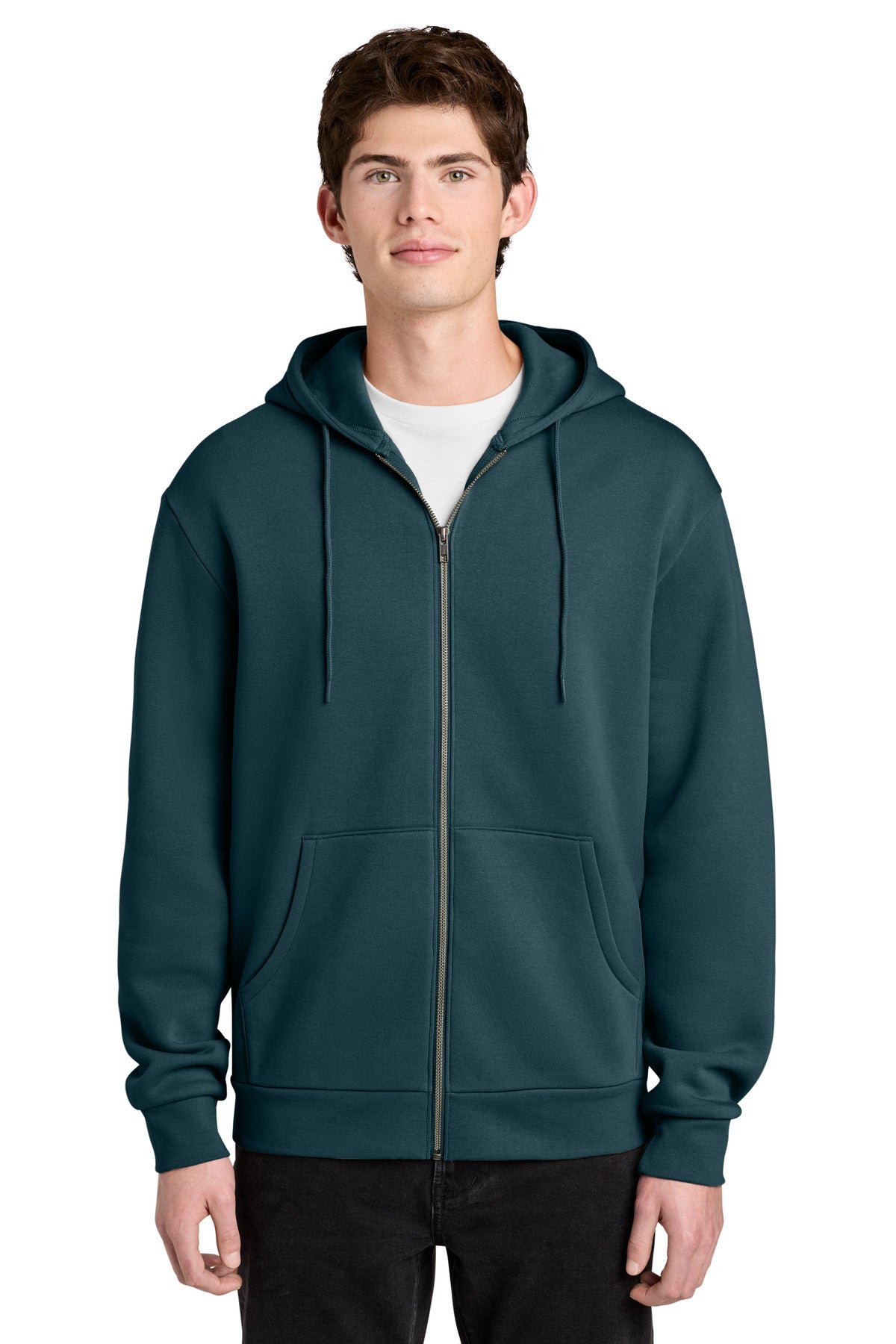 District MelloFleece Full-Zip Hoodie DT6702 Deep Cyan