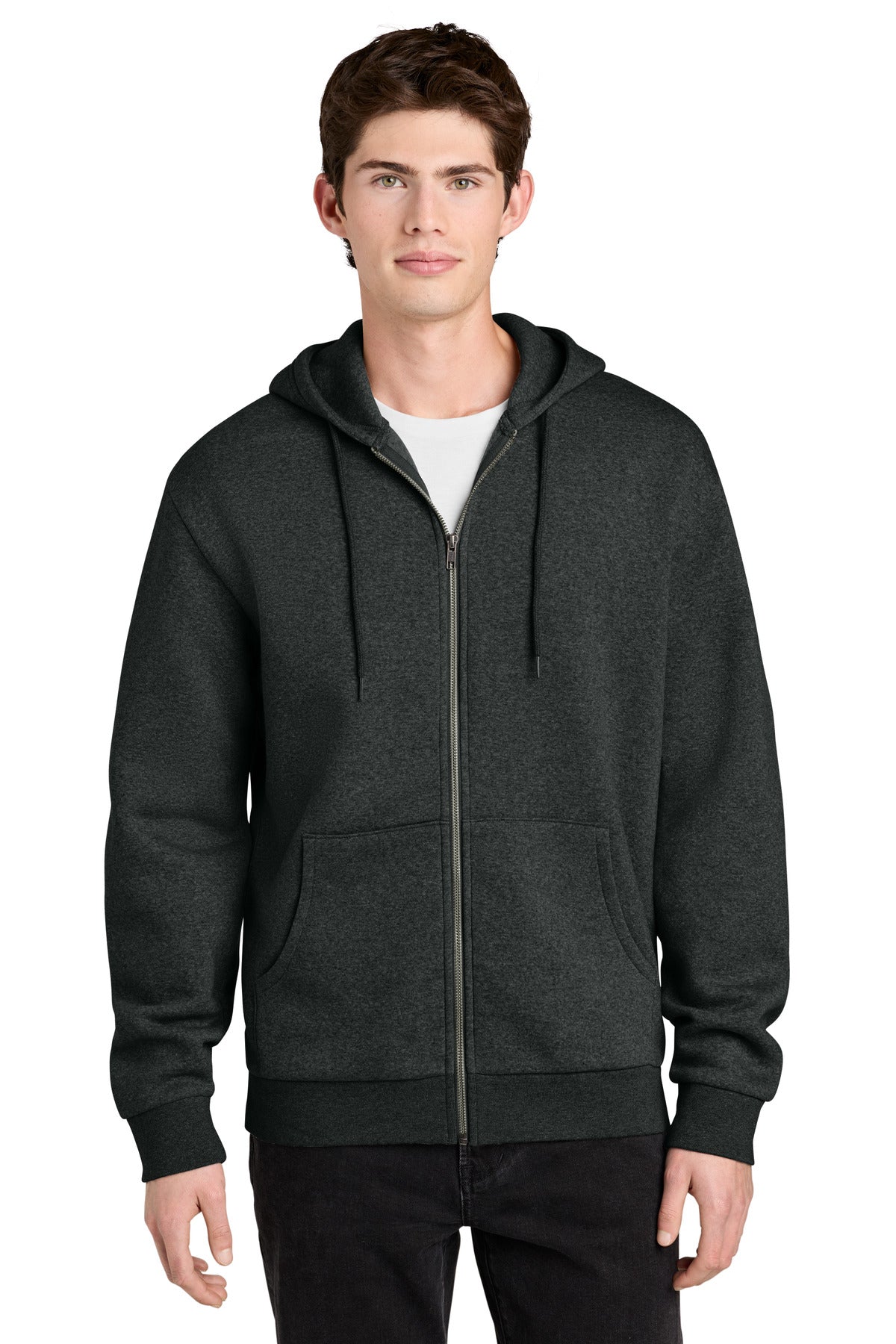 District MelloFleece Full-Zip Hoodie DT6702 Heathered Charcoal