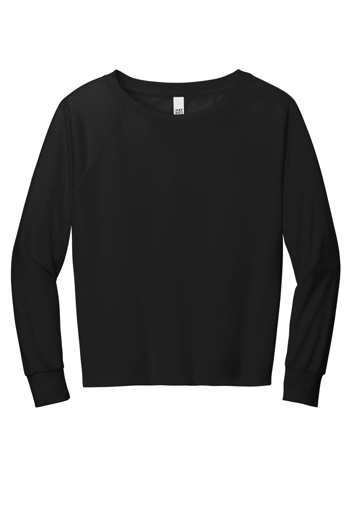 District Women's Featherweight French Terry Long Sleeve Crewneck DT672 Black