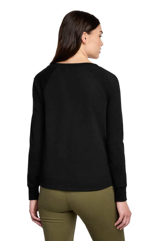 District Women's Featherweight French Terry Long Sleeve Crewneck DT672 Black