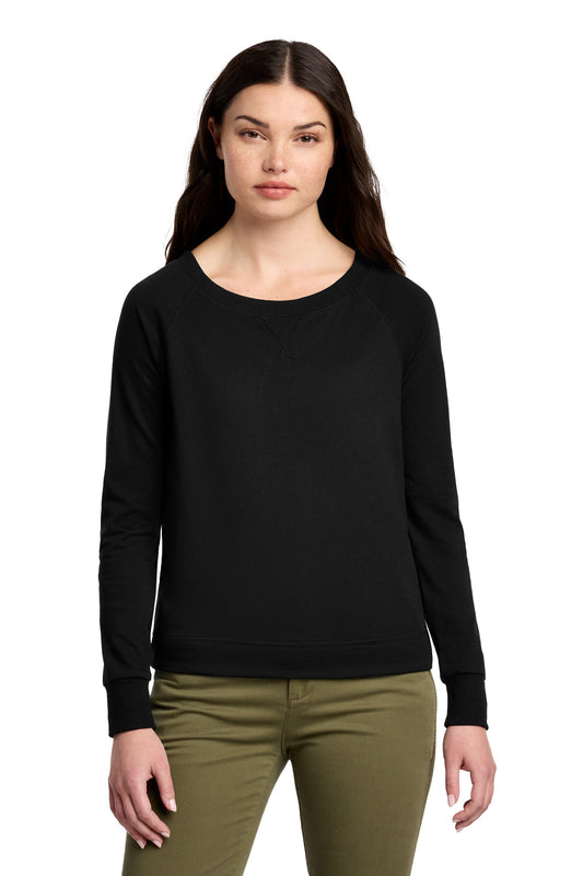 District Women's Featherweight French Terry Long Sleeve Crewneck DT672 Black