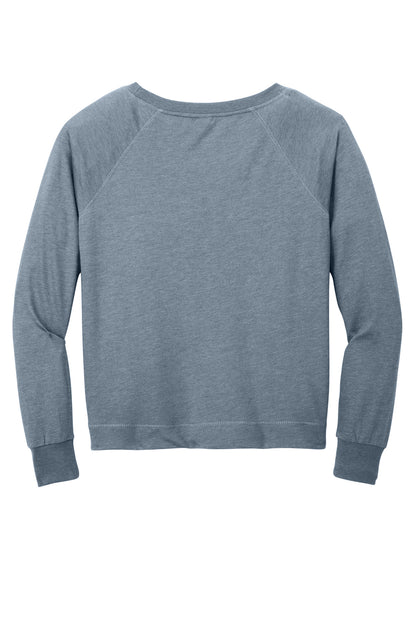 District Women's Featherweight French Terry Long Sleeve Crewneck DT672 Flint Blue Heather
