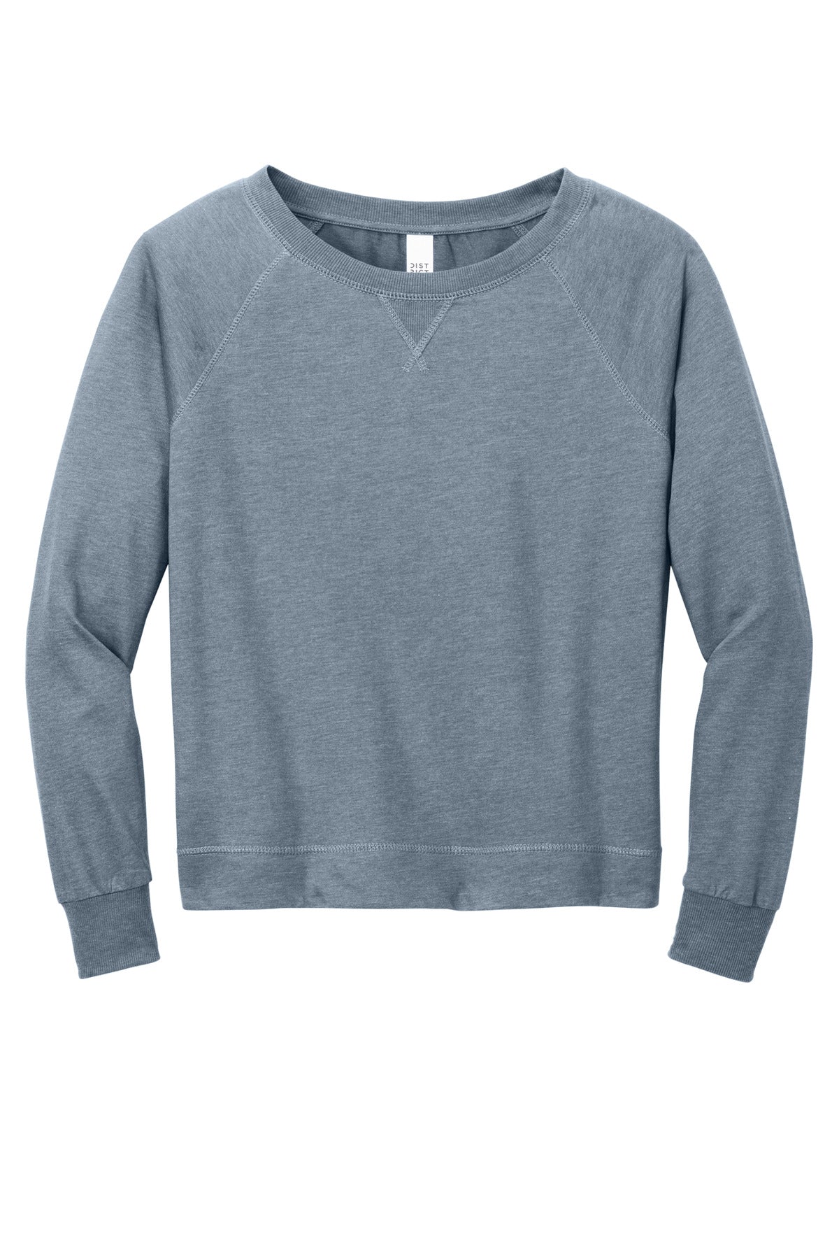 District Women's Featherweight French Terry Long Sleeve Crewneck DT672 Flint Blue Heather