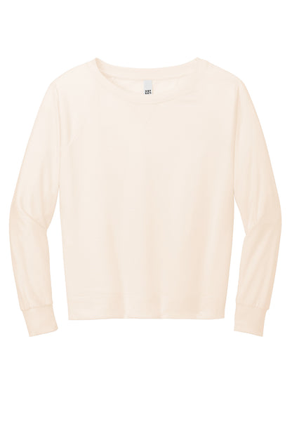 District Women's Featherweight French Terry Long Sleeve Crewneck DT672 Gardenia