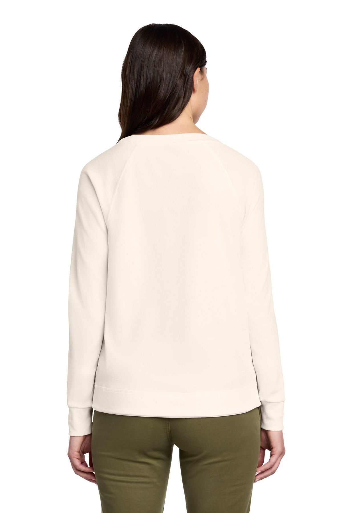 District Women's Featherweight French Terry Long Sleeve Crewneck DT672 Gardenia