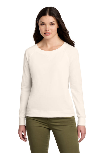 District Women's Featherweight French Terry Long Sleeve Crewneck DT672 Gardenia