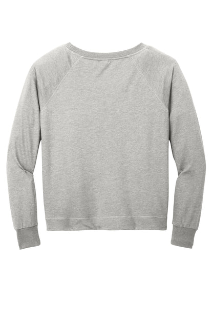 District Women's Featherweight French Terry Long Sleeve Crewneck DT672 Light Heather Grey