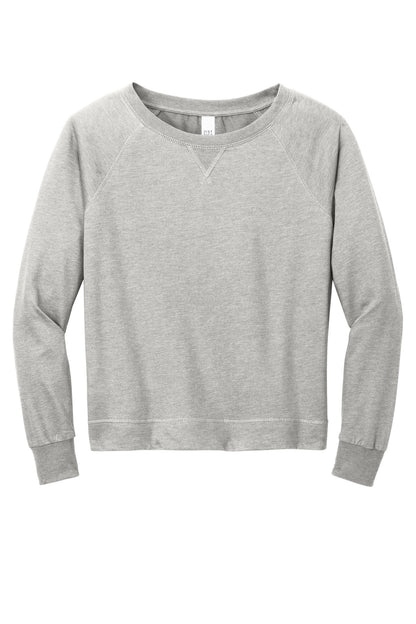 District Women's Featherweight French Terry Long Sleeve Crewneck DT672 Light Heather Grey