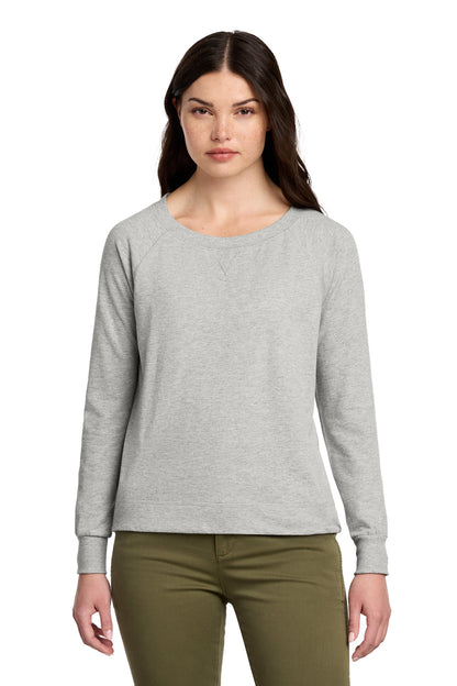 District Women's Featherweight French Terry Long Sleeve Crewneck DT672 Light Heather Grey