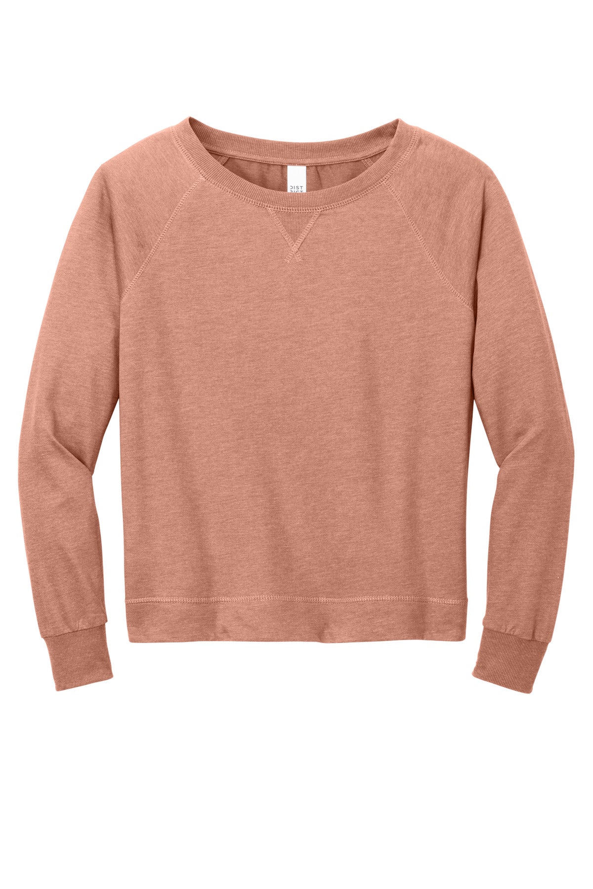 District Women's Featherweight French Terry Long Sleeve Crewneck DT672 Nostalgia Rose Heather