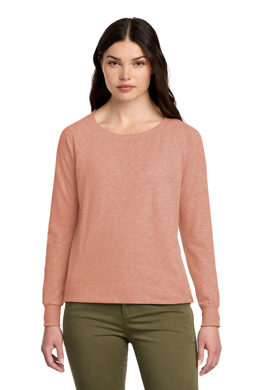 District Women's Featherweight French Terry Long Sleeve Crewneck DT672 Nostalgia Rose Heather