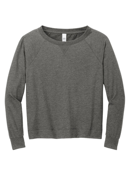 District Women's Featherweight French Terry Long Sleeve Crewneck DT672 Washed Coal