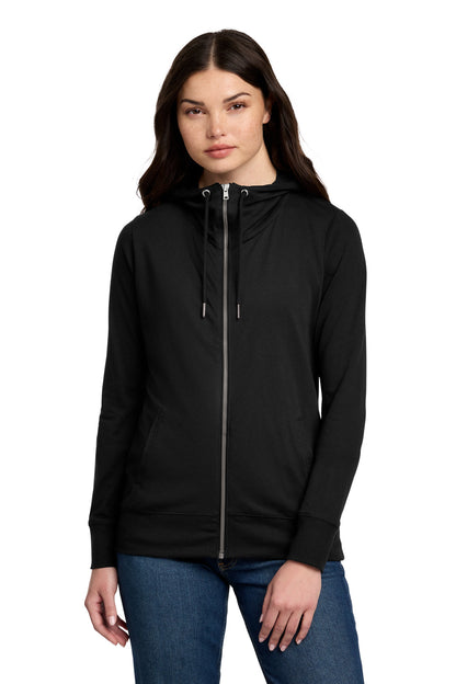 District Women's Featherweight French Terry Full-Zip Hoodie DT673 Black