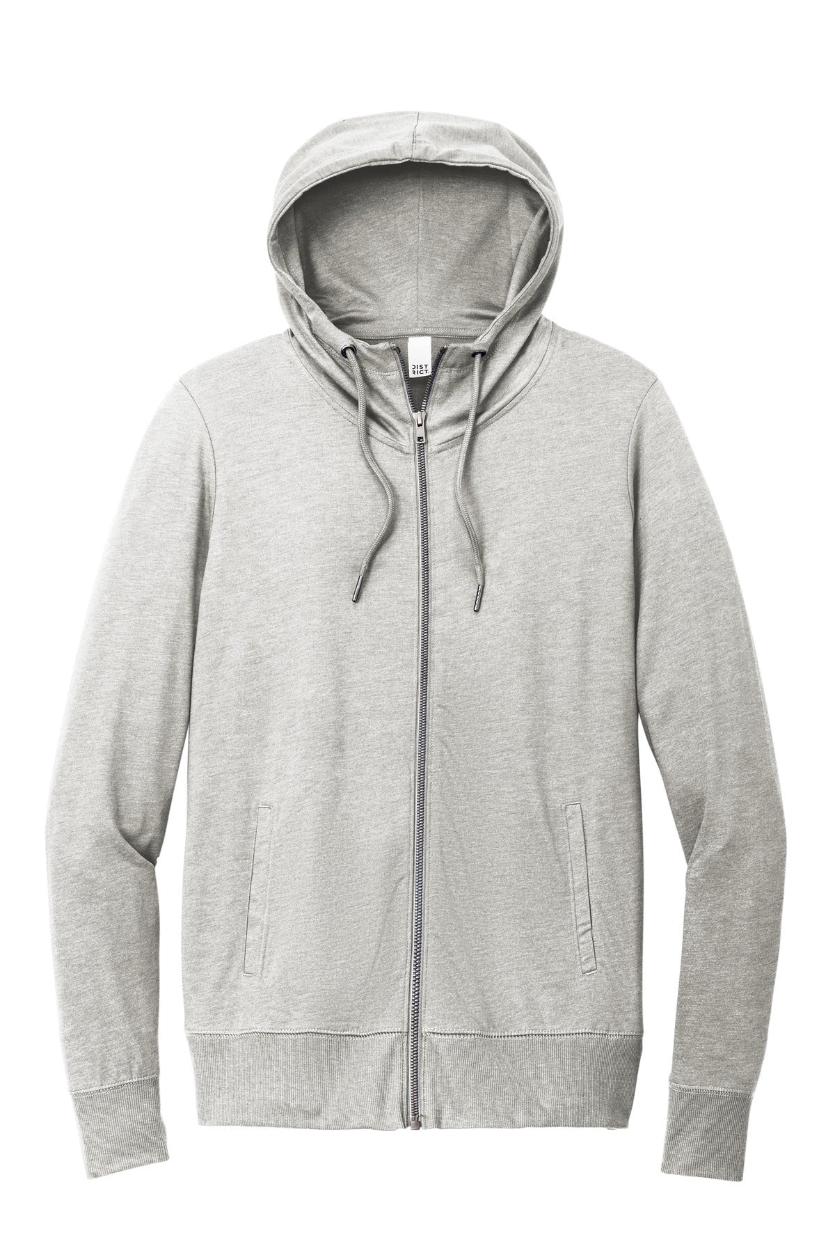 District Women's Featherweight French Terry Full-Zip Hoodie DT673 Light Heather Grey