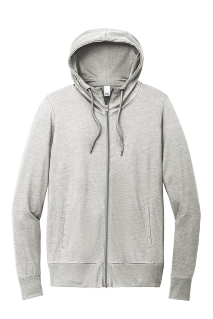 District Women's Featherweight French Terry Full-Zip Hoodie DT673 Light Heather Grey