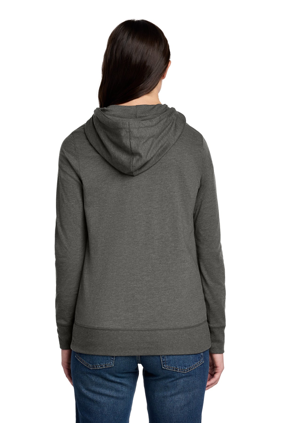 District Women's Featherweight French Terry Full-Zip Hoodie DT673 Washed Coal