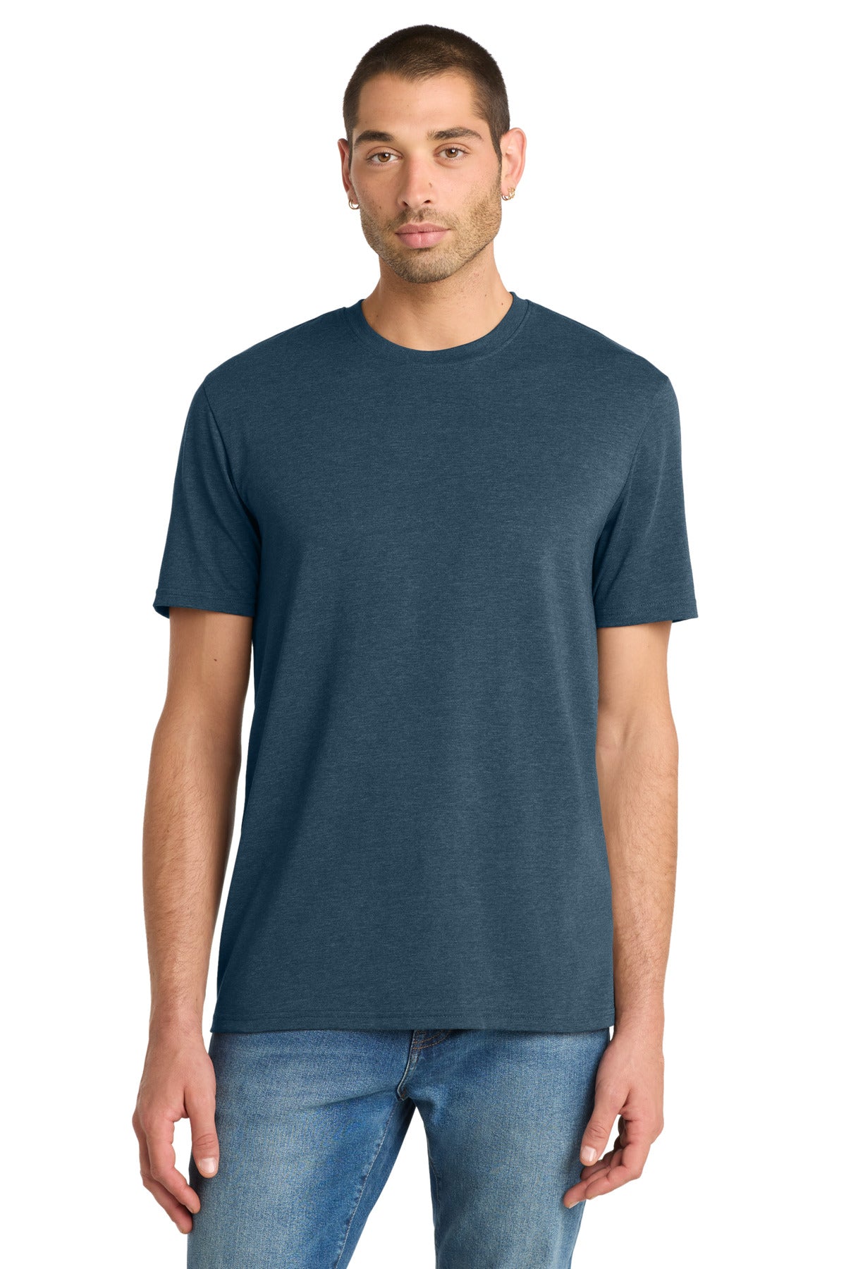 District Flex Tee DT7500 Heathered Neptune Blue