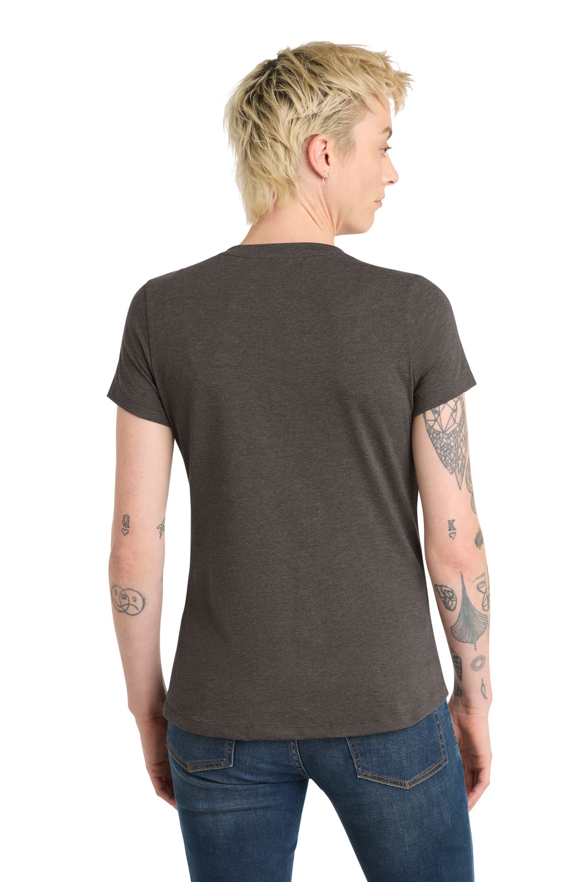 District Women's Flex Scoop Neck Tee DT7501 Heathered Charcoal