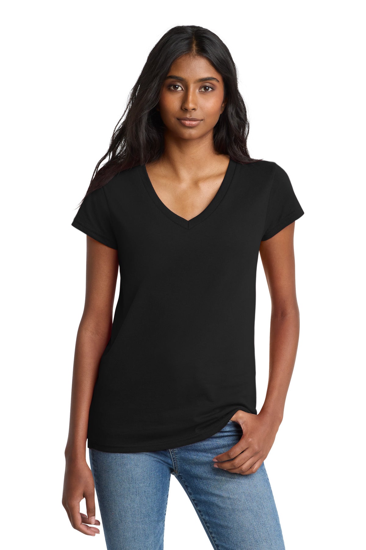 District Women's Re-Tee V-Neck DT8001 Black
