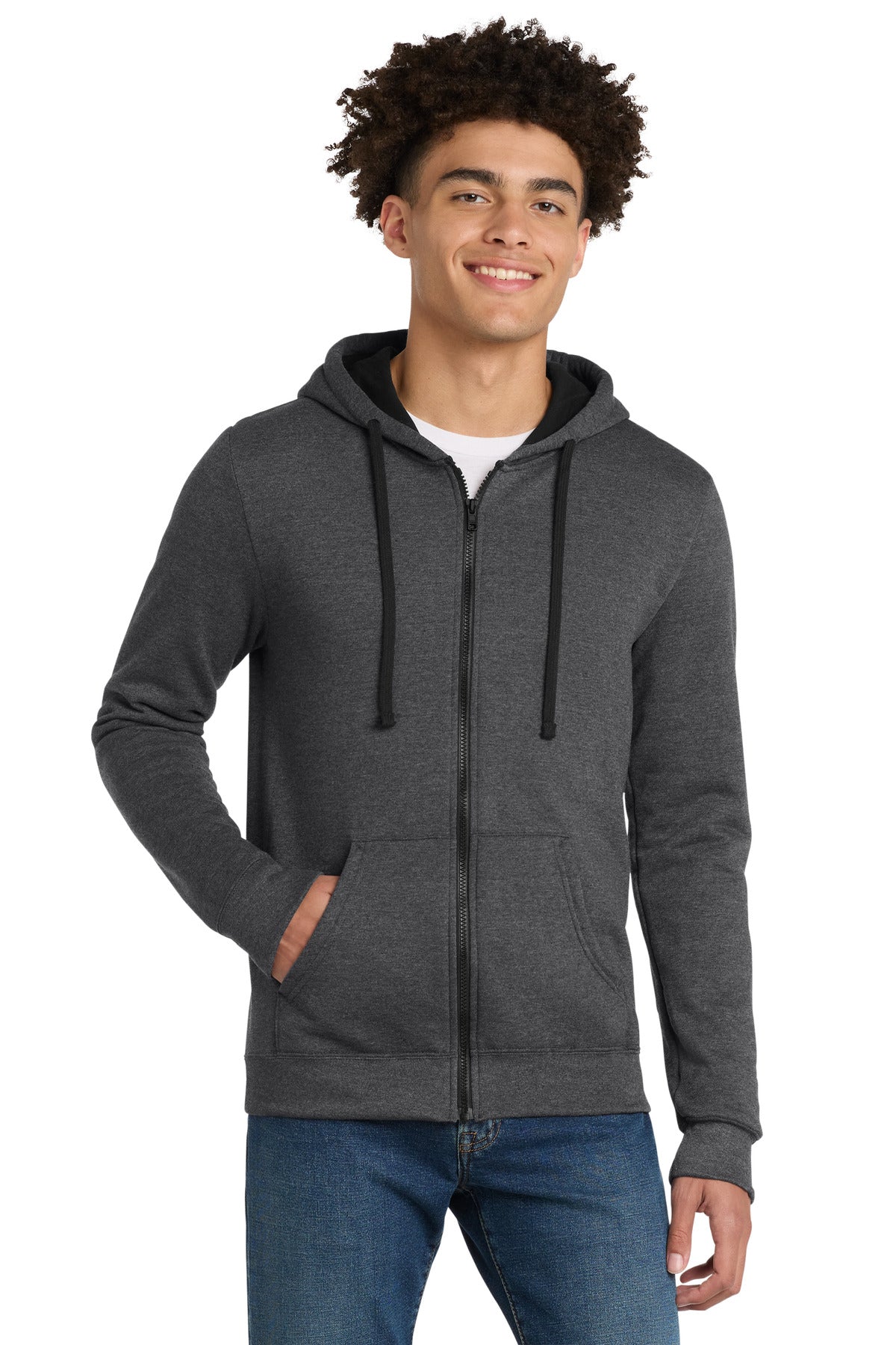 District The Concert Fleece Full-Zip Hoodie DT800 Heathered Charcoal