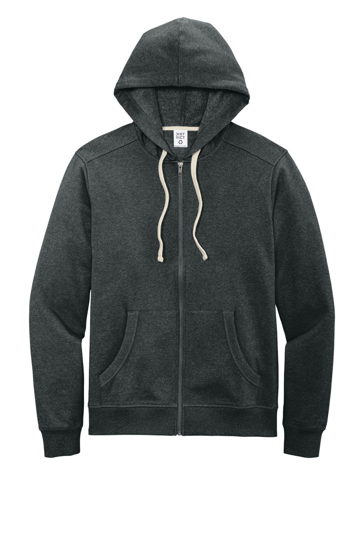 District Re-FleeceFull-Zip Hoodie DT8102 Charcoal Heather