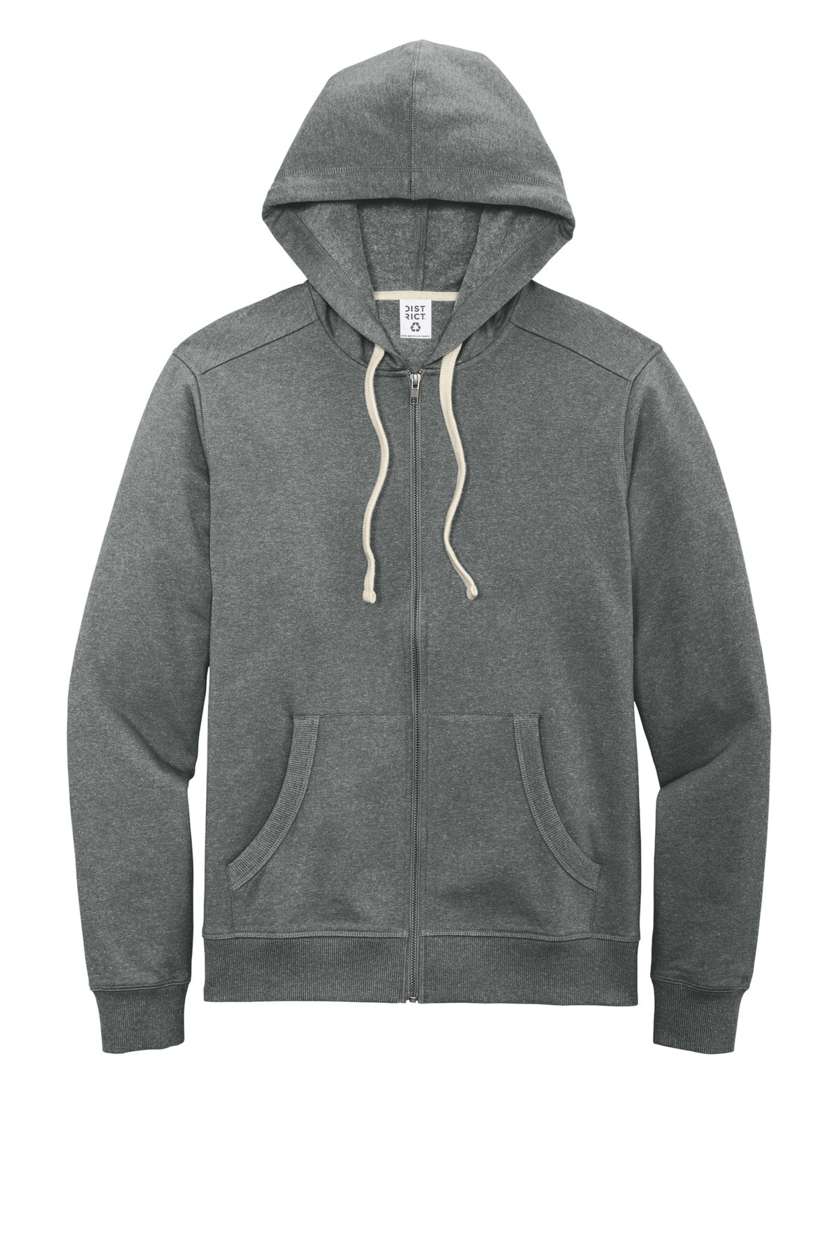 District Re-FleeceFull-Zip Hoodie DT8102 Deep Grey Heather