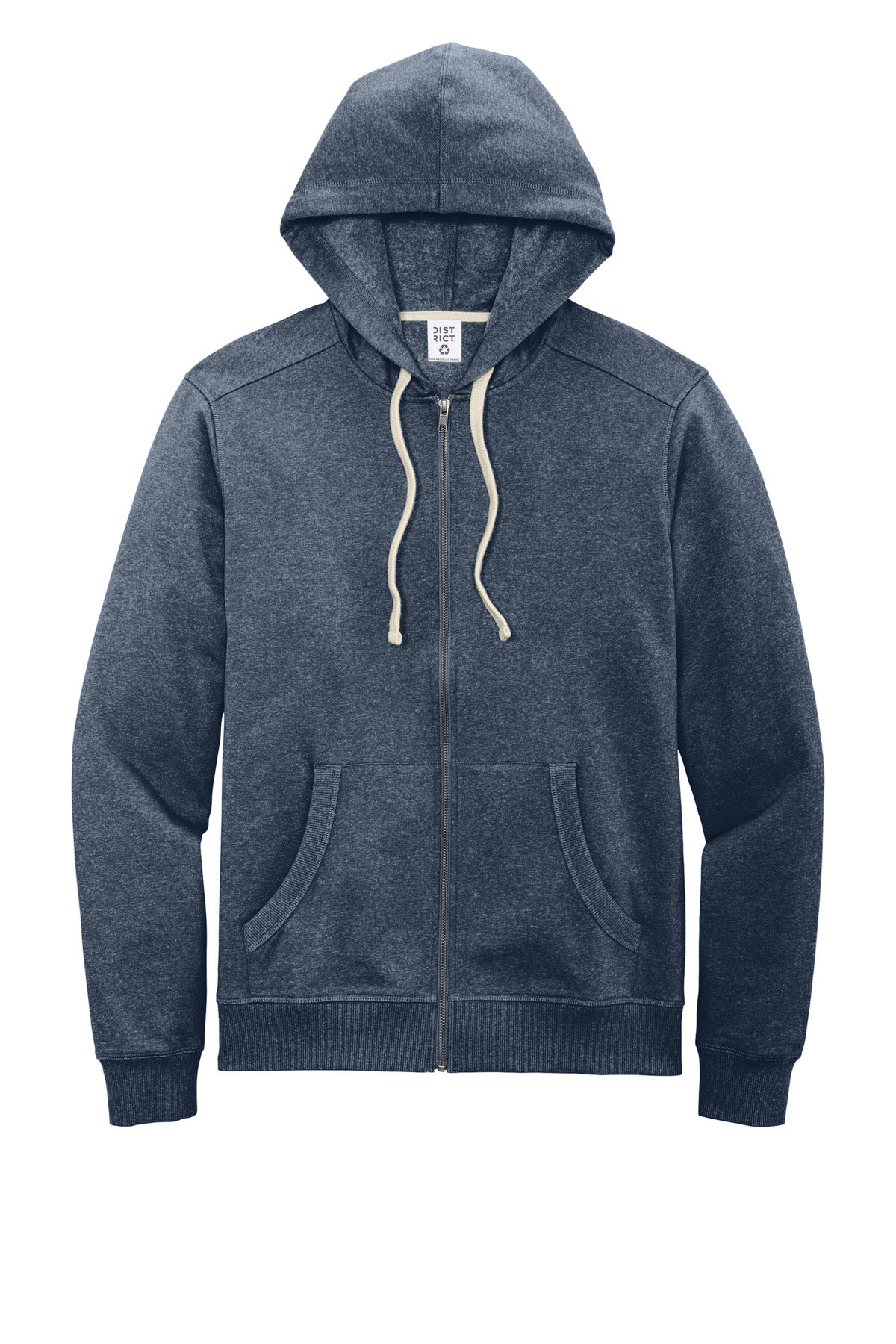 District Re-FleeceFull-Zip Hoodie DT8102 Heathered Navy