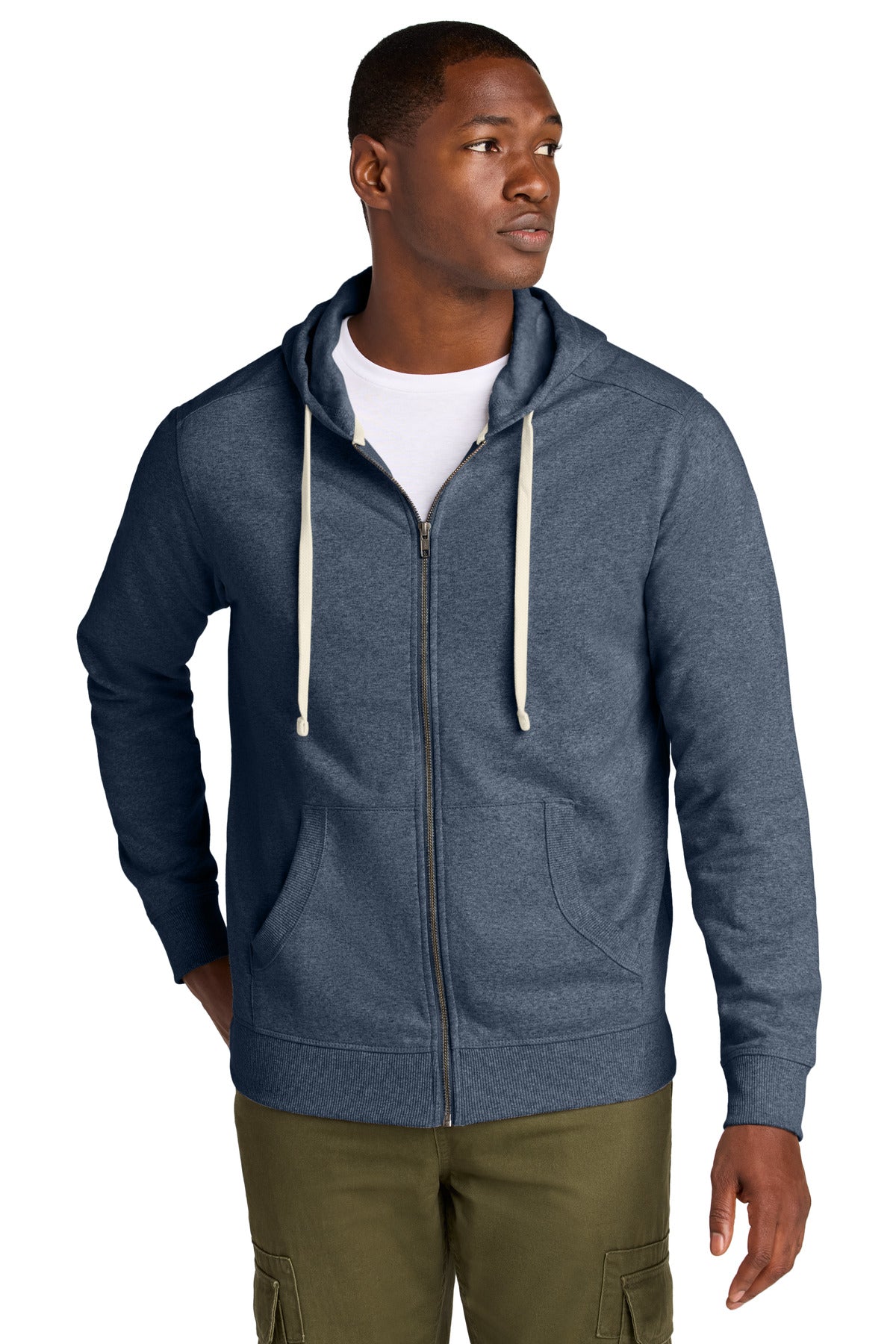 District Re-FleeceFull-Zip Hoodie DT8102 Heathered Navy