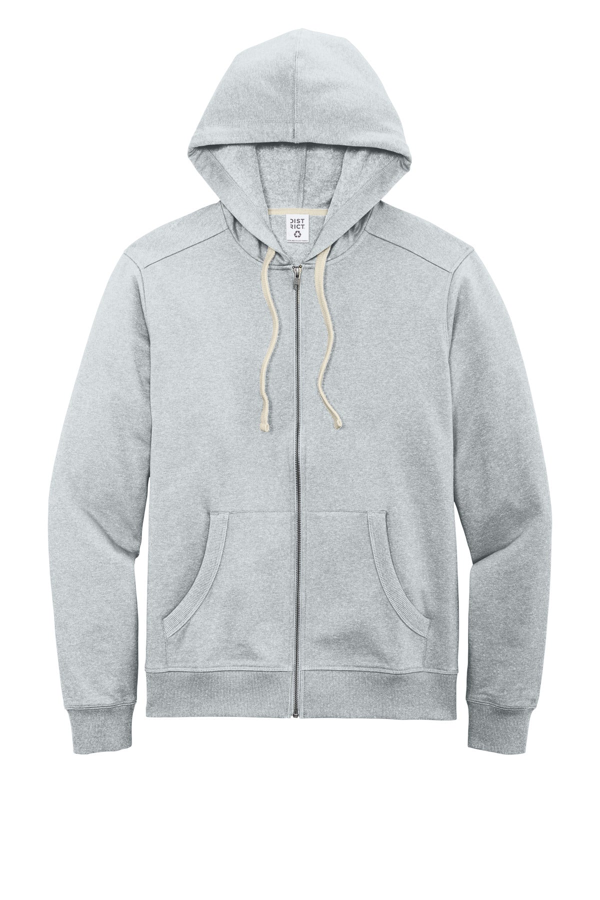 District Re-FleeceFull-Zip Hoodie DT8102 Light Heather Grey