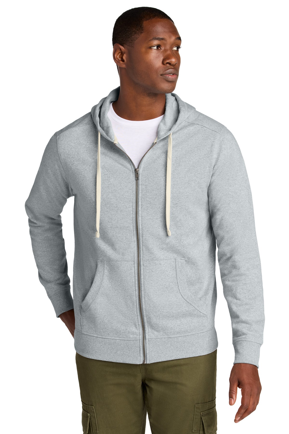 District Re-FleeceFull-Zip Hoodie DT8102 Light Heather Grey