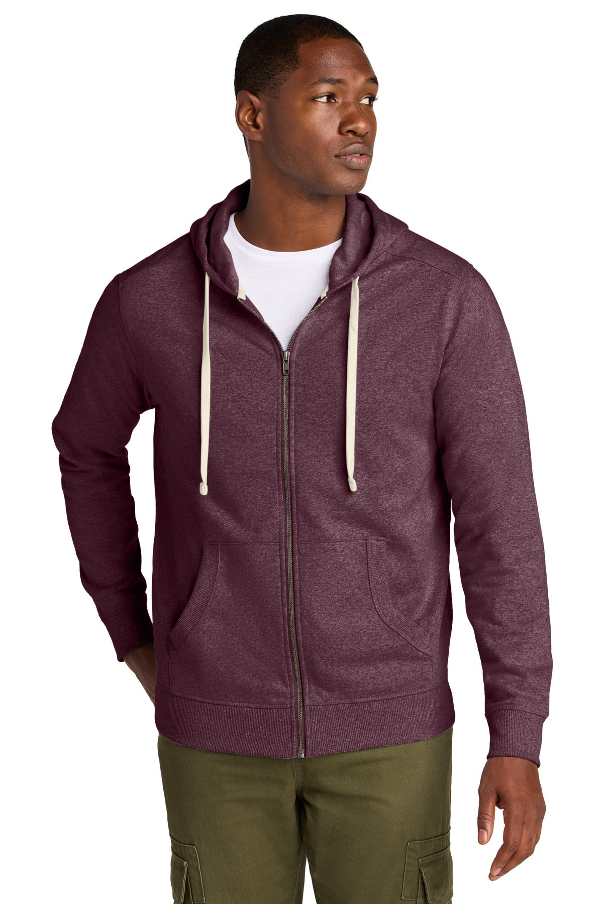 District Re-FleeceFull-Zip Hoodie DT8102 Maroon Heather