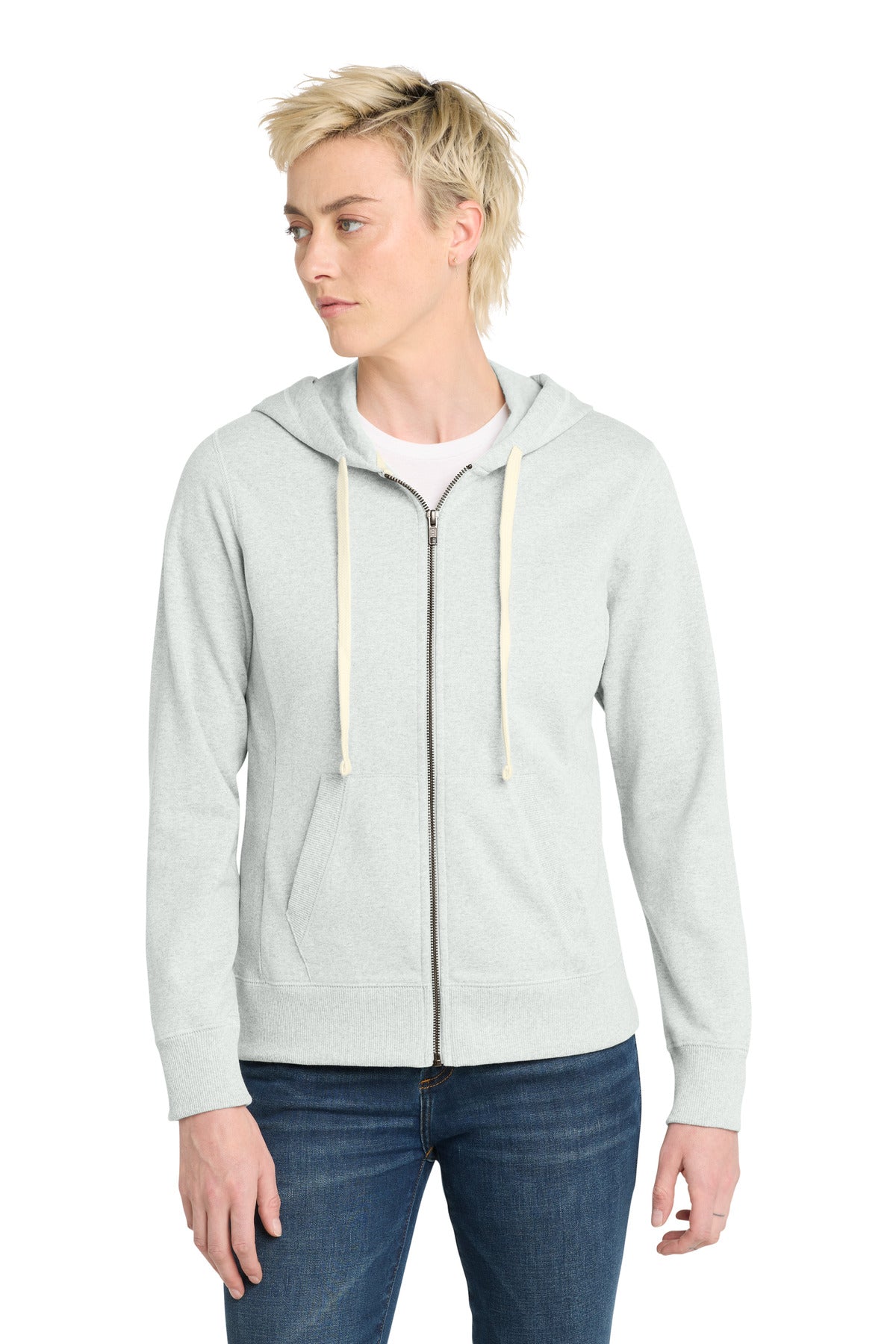 District Women's Re-FleeceFull-Zip Hoodie DT8103 Ash