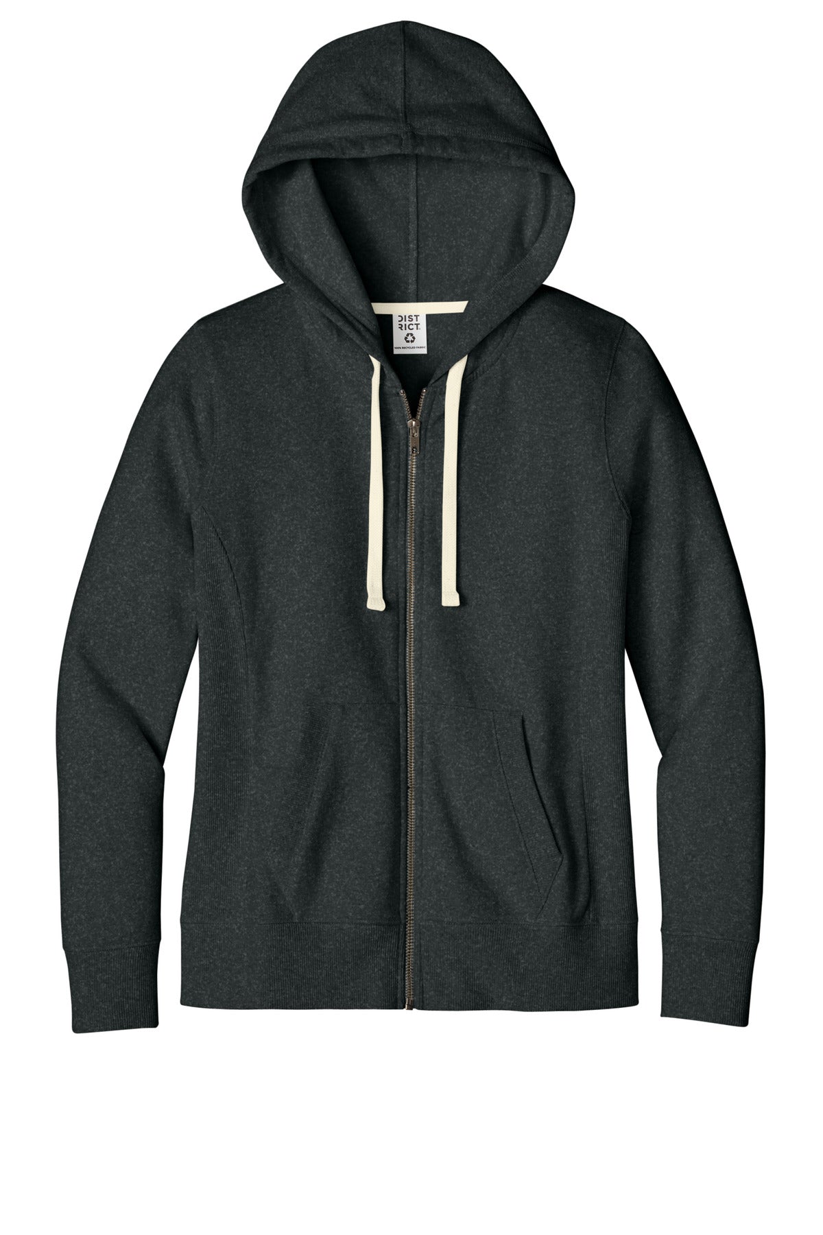 District Women's Re-FleeceFull-Zip Hoodie DT8103 Charcoal Heather