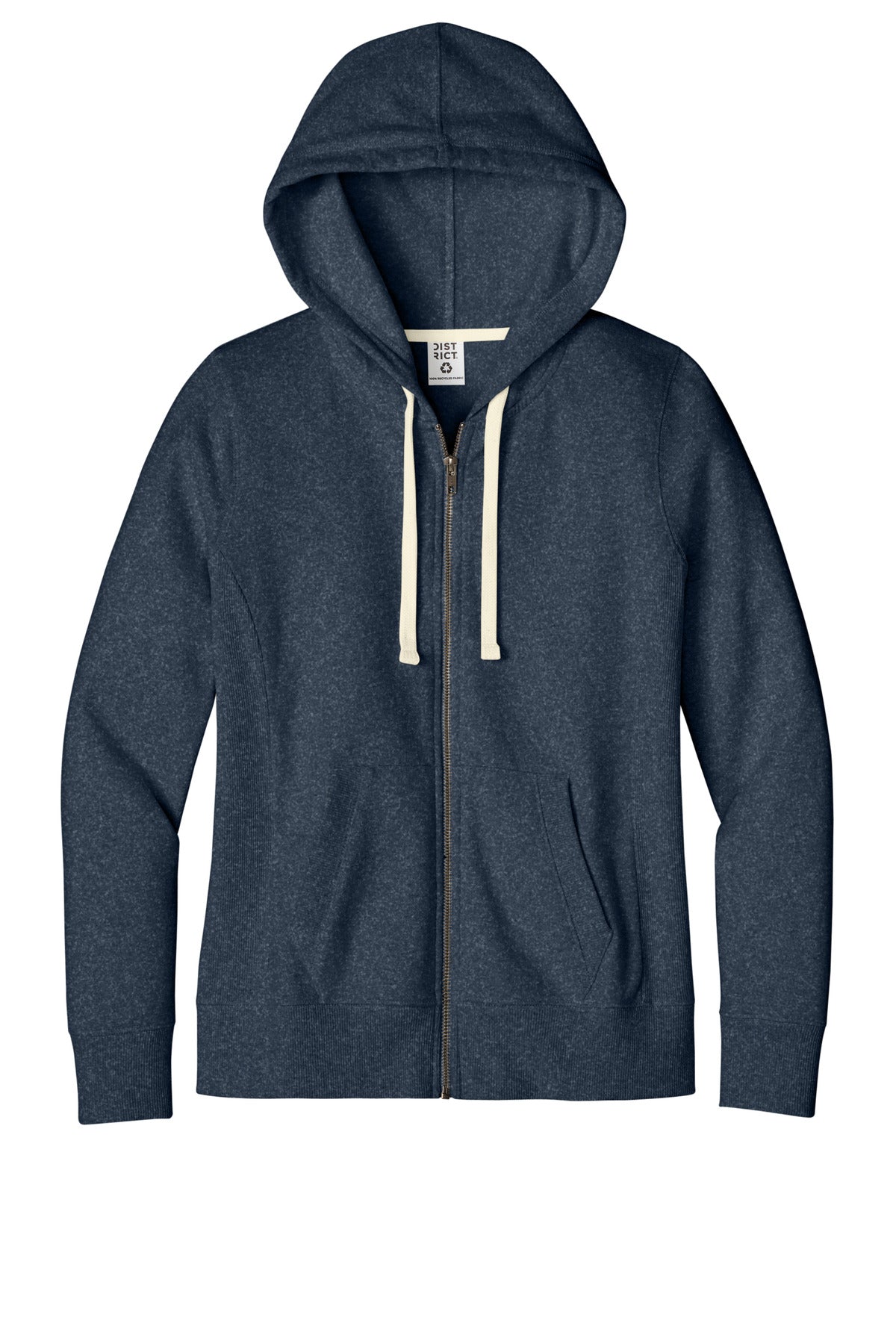 District Women's Re-FleeceFull-Zip Hoodie DT8103 Heathered Navy