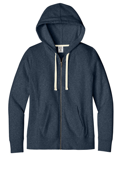 District Women's Re-FleeceFull-Zip Hoodie DT8103 Heathered Navy